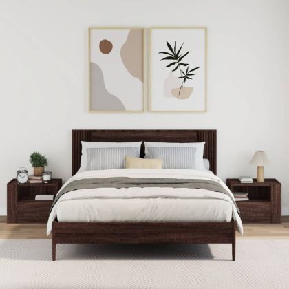 Нощни шкафчета за стенен монтаж, 2 бр, кафяв дъб, 45x30x35 см