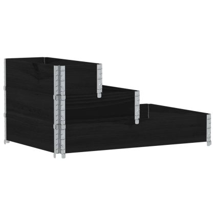 3-степенна повдигната леха, черна, 120x80 см, бор масив