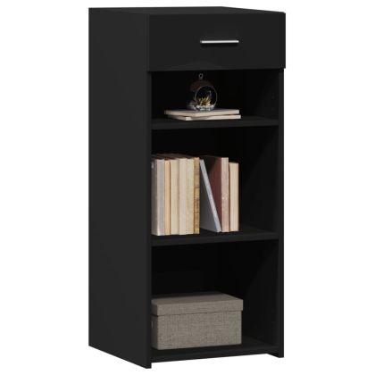 Сайдборд, черен, 40x42,5x93 см, инженерно дърво