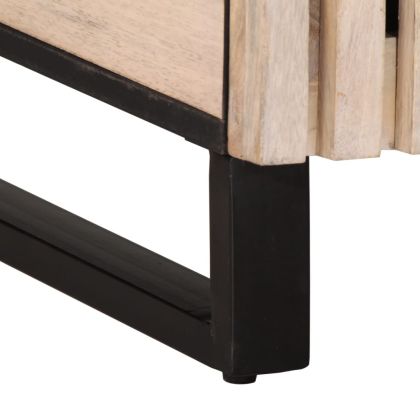 Нощно шкафче, бяло, 50x34x60 см, мангово дърво масив