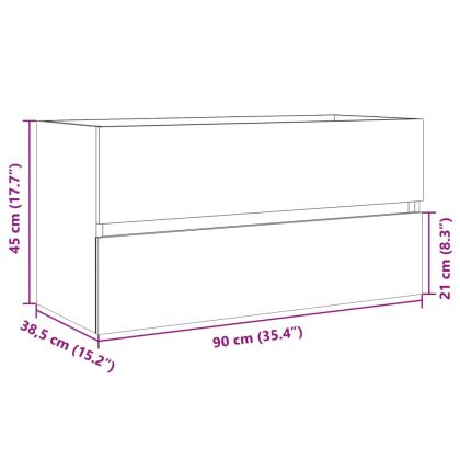 Долен шкаф за мивка, дъб сонома, 90x38,5x45 см, инженерно дърво