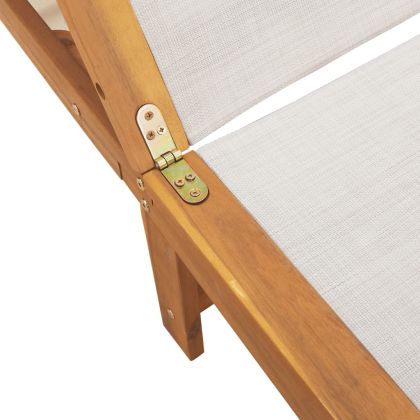 Шезлонг, сив, масивно дърво акация и textilene