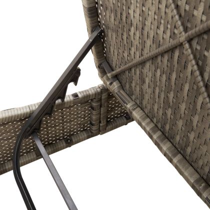 Двоен шезлонг с възглавници, сив, полиратан