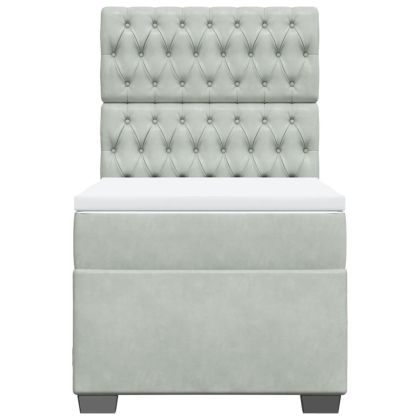 Боксспринг легло с матрак, светлосиво, 100x200 см, кадифе