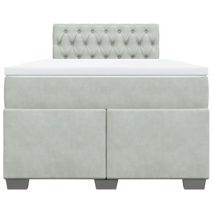 Боксспринг легло с матрак, светлосиво, 120x200 см, кадифе