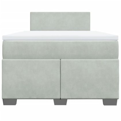 Боксспринг легло с матрак, светлосиво, 120x200 см, кадифе