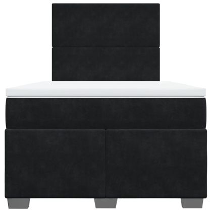 Боксспринг легло с матрак, черно, 120x190 см, кадифе