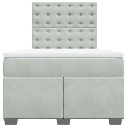 Боксспринг легло с матрак, светлосиво, 120x200 см, кадифе