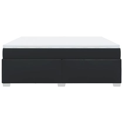 Боксспринг легло с матрак, черно, 180x200 см, изкуствена кожа