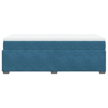 Боксспринг легло с матрак, тъмносиньо, 90x200 см, кадифе