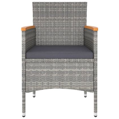 Градински комплект 5 части полиратан и акациево дърво масив сив