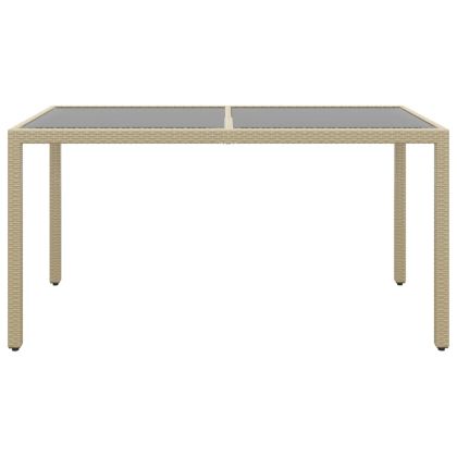 Градински комплект, 5 части, полиратан и закалено стъкло, бежов