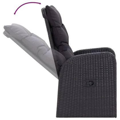 Градински трапезен комплект възглавници 9 части черен