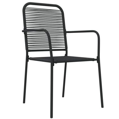 Градински комплект, 5 части, черен, памучно въже и стомана