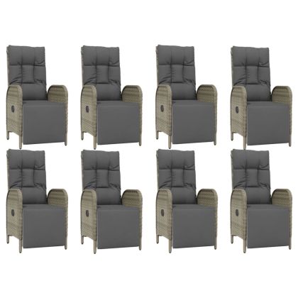 Градински трапезен комплект 9 части с възглавници сив полиратан