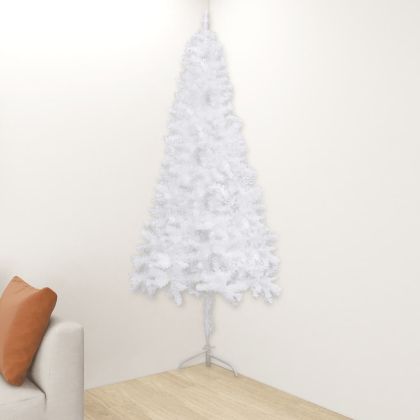 Ъглова изкуствена коледна елха, бяла, 150 см, PVC