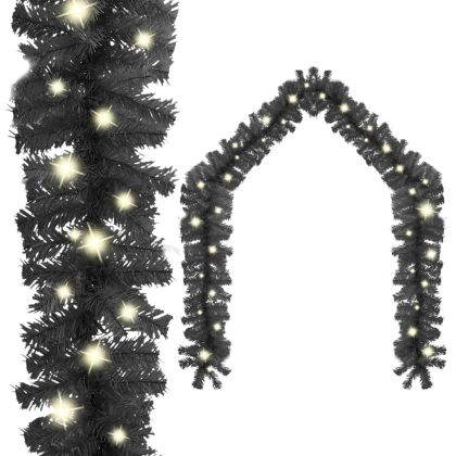 Коледен гирлянд с LED лампички, 10 м, черен