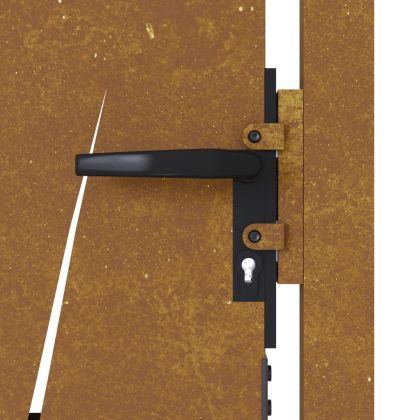 Градинска порта 100x125 см, дизайн с кортенова стомана и трева