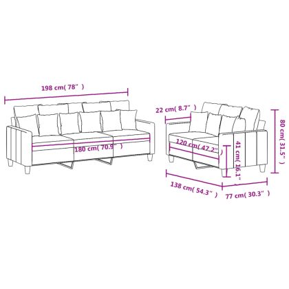 Комплект дивани от 2 части с възглавници, виненочервен, плат