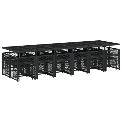 Градински комплект с възглавници 17 части полиратан черен