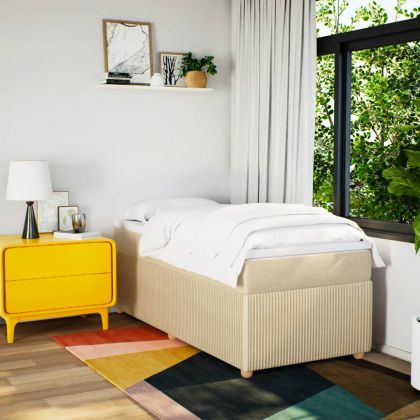 Боксспринг легло с матрак, кремава, 90x190 см, плат