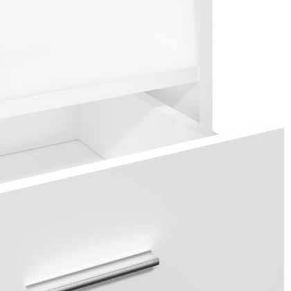 Катедра с колелца и чекмедже бял 55x55x107 см инженерно дърво