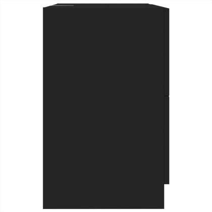 Долен шкаф за мивка, черен, 59x37x59 см, инженерно дърво