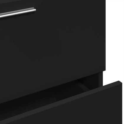 Долен шкаф за мивка, черен, 59x37x59 см, инженерно дърво