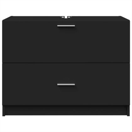 Долен шкаф за мивка, черен, 78x37x59 см, инженерно дърво