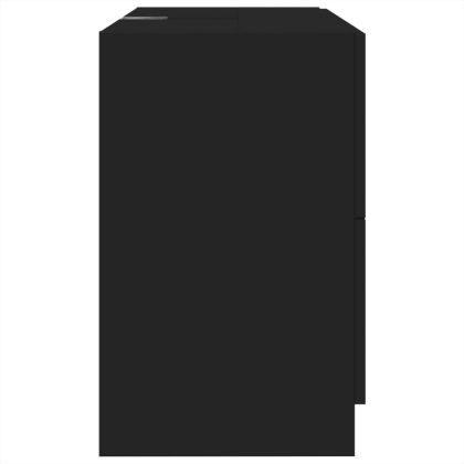 Долен шкаф за мивка, черен, 78x37x59 см, инженерно дърво