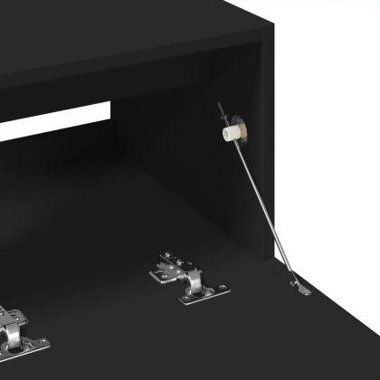 Долен шкаф за мивка, черен, 78x37x59 см, инженерно дърво