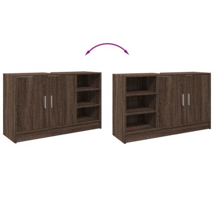 Долен шкаф за мивка, кафяв дъб, 90x29x55 см, инженерно дърво