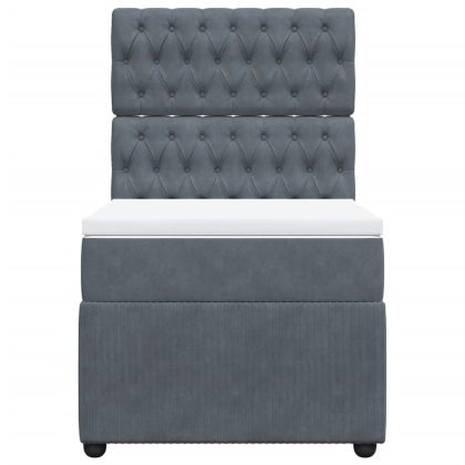 Боксспринг легло с матрак, тъмносив, 90x190 см, кадифе