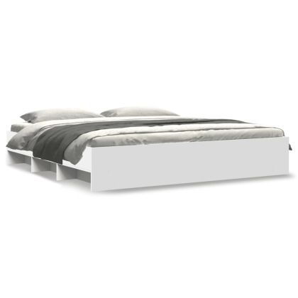 Рамка за легло, бяло, 200x200 см, масивно дърво