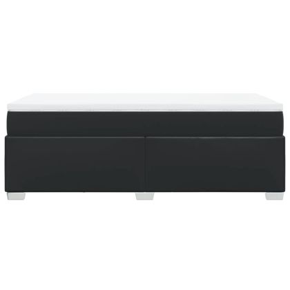 Боксспринг легло с матрак, черно, 90x190 см изкуствена кожа