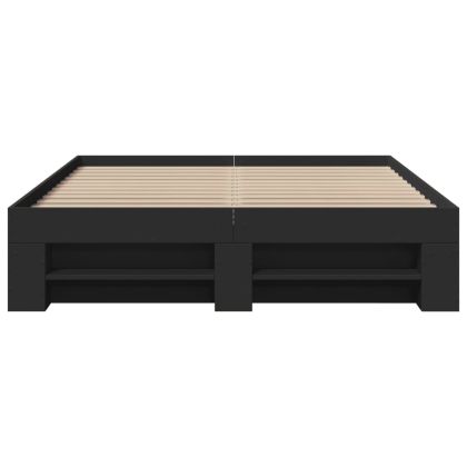 Рамка за легло, черна, 120x190 см, инженерно дърво