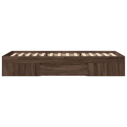 Рамка за легло без матрак кафяв дъб 100x200 см инженерно дърво