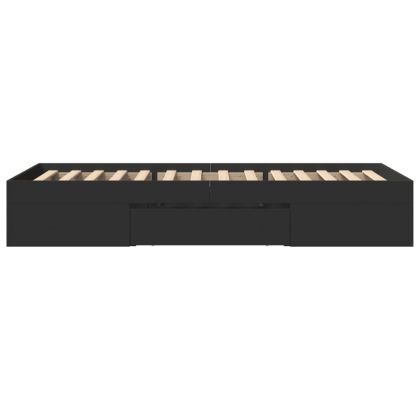 Рамка за легло, черна, 90x200 см, масивно дърво