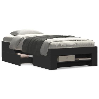 Рамка за легло, черна, 90x190 см, инженерно дърво