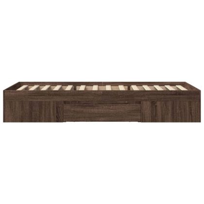 Рамка за легло без матрак кафяв дъб 90x200 см инженерно дърво