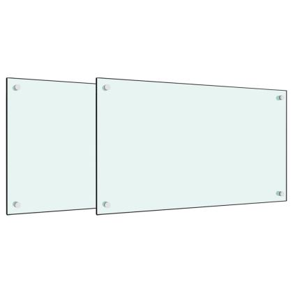 Кухненски гърбове, 2 бр, бял, 70х40 см, закалено стъкло