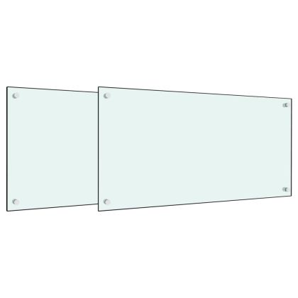 Кухненски гърбове, 2 бр, бял, 80x60 см, закалено стъкло