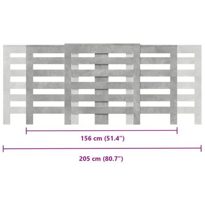 Капак за радиатор, бетонно сив, 205x21,5x83,5см инженерно дърво