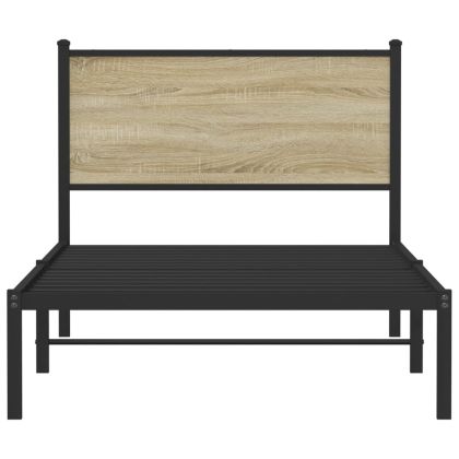 Метална рамка за легло, без матрак, сонома дъб, 100x190 см