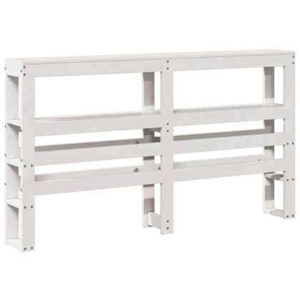 Горна табла с рафтове, бяла, 150 см, масивно дърво бор