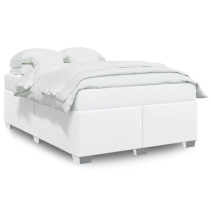 Рамка за легло бяла 160x200 см изкуствена кожа