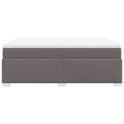 Боксспринг легло с матрак, сиво, 160x200 см, изкуствена кожа