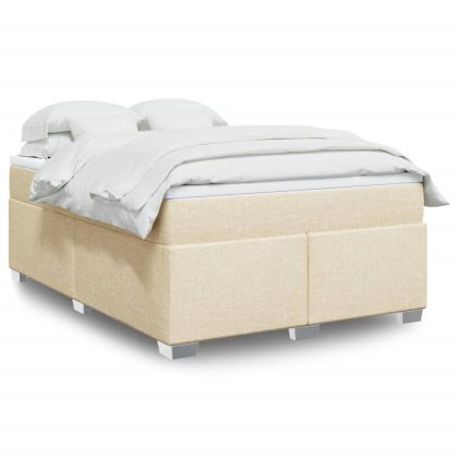 Боксспринг легло с матрак, кремава, 160x200 см, плат