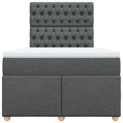 Боксспринг легло с матрак, тъмносиво, 120x200 см, плат