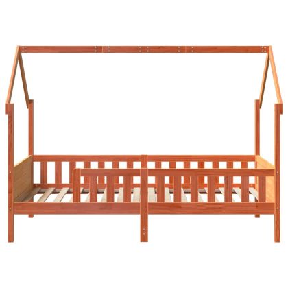 Рамка за детско легло къща, восъчнокафява, 80x200 см, бор масив